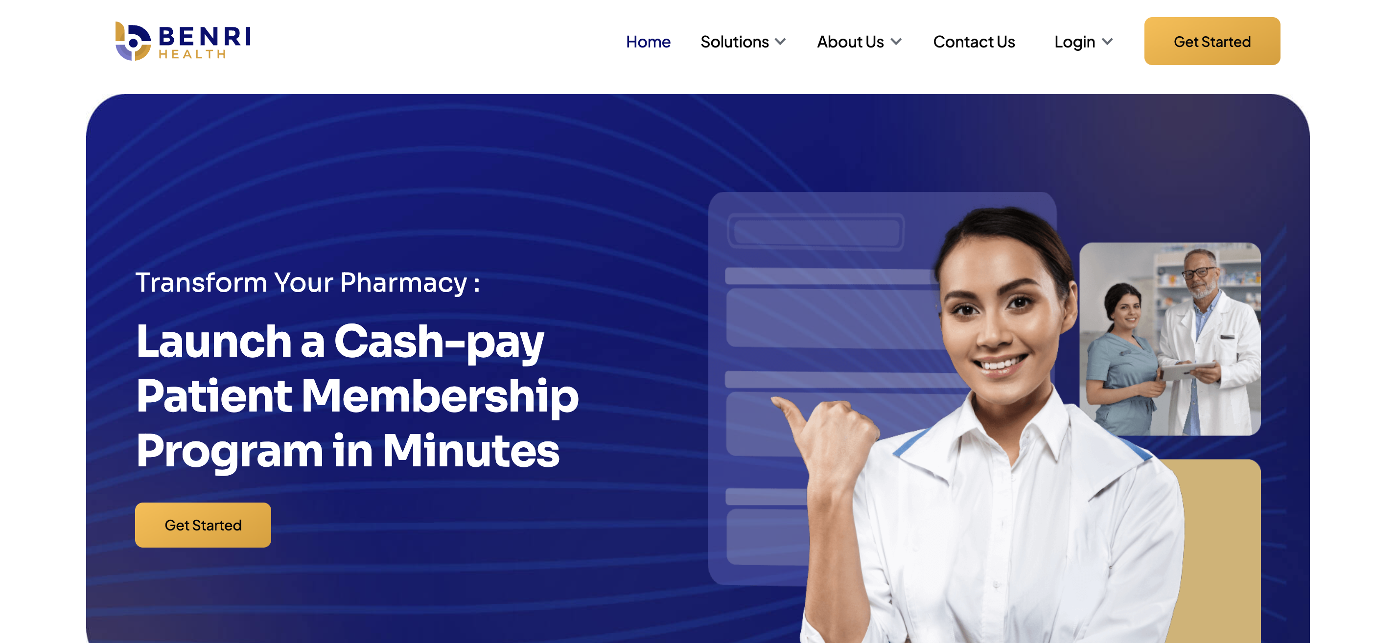 Benri Health dashboard showing pharmacy management interface